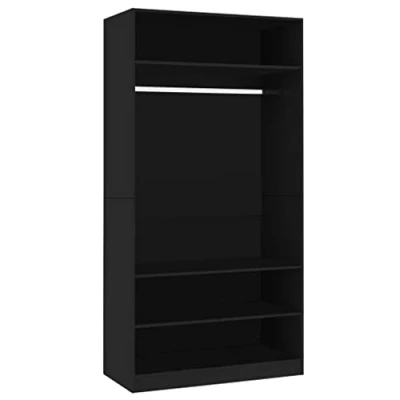Image of vidaXL Wardrobe Home Living Room Bedroom Open Clothing Storage Cabinet Organiser Hanger Shelf Cupboard Black 100x50x200cm Chipboard