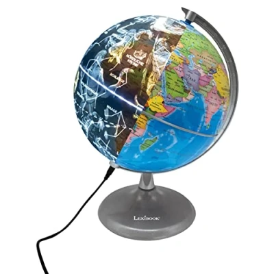 Image of Lexibook NLJ185DE Illuminated, STEM, 2 in 1 Globe by Day, Constellation Map at Night Blue/Black, Multicoloured