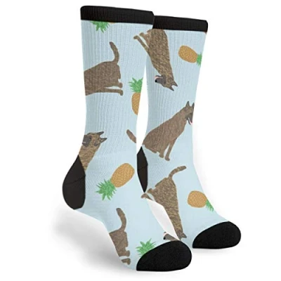 Image of EujGvboU Dutch Shepherd Pineapple Men Women Casual Crazy Funny Athletic Fancy Novelty Graphic Crew Tube Socks Moisture Wicking Gift