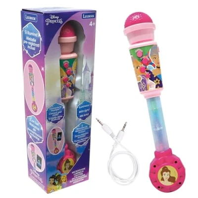 Image of Lexibook, Disney Princess, Luminous Microphone for children, Musical Toy, Built in speaker, Light effects, Aux socket, Pink, MIC90DP