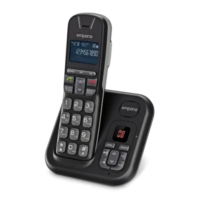 Image of Emporia TH 21AB TALKHOME Big Button Amplified DECT cordless phone with 60 minute Answer Machine Black/Silver