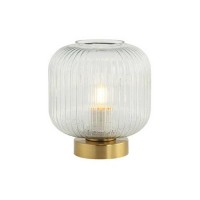 Image of Ymittos Cylindrical Table Lamp E27 Max 40W Glass Brass On/Off Switch