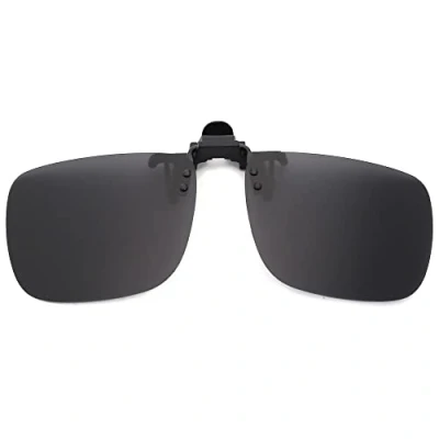 Image of JM Polarized Clip on Sunglasses Frameless Flip Up Lens for Prescription Glasses Grey 60 * 47