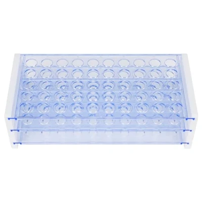 Image of Labasics Test Tube Rack, 3 Tier Detachable Blue Plastic Rack Holder Stand for Laboratory Scientific Experiments, 13 mm 50 Place