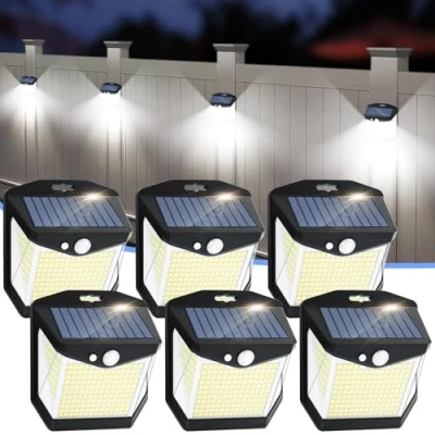 Image of Vanranger Solar Security Lights Outdoor Garden: 248 LED Motion Sensor Flood Light 3 Modes Outside Wall 270 Wide Angle Lighting IP65 Waterproof for Fence Front Door Yard Garage 6 Pack