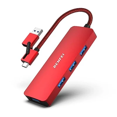 Image of BENFEI USB 3.0 HUB, C 2 in 1 Type A/Type Hub with 4 Ports Compatible for MacBook, Mac Pro, Mini, iMac, Surface XPS, PC, Flash Drive, Mobile HDD