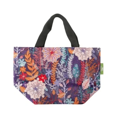 Image of ECO CHIC Insulated Lunch Bag Poppies Navy (Lush Floral Purple)