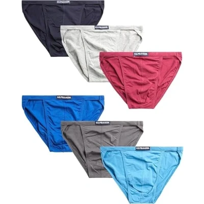 Image of U.S. Polo Assn. Men&#039;s Underwear 6 Pack Low Rise String Bikini Briefs (S 3XL), Red/Blue/Heather Grey/Magenta, XL