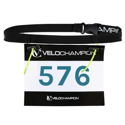 Image of Velochampion Triathlon Running Belt Elastic, Comfortable and Clip Fastened. Adjustable Waist for Marathons Racing (Adult S/M, 1)