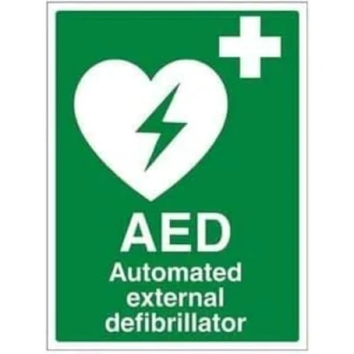 Image of V Safety AED Auto External Defibrillator Sign 300mm x 400mm 1mm Rigid Plastic