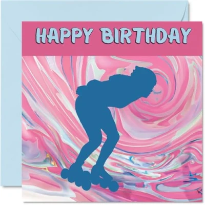 Image of Sport Birthday Cards for Women Girls Speed Skating in Inline Card Friend Sister Daughter Niece Teammate, 145mm x Athlete Greeting