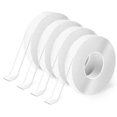 Image of Art3d Double Sided Tape Heavy Duty (4 Roll of 10FT), Removable, Traceless, Washable, Reusable Multipurpose as Seen on TV (1/24&quot; x 1/2&quot; 10&#039;, 4)