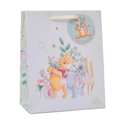 Image of UK Greetings Disney Winnie The Pooh Medium Gift Bag for Him/Her/Friend Birthdays, Thank You &amp; Other Events Eeyore Design