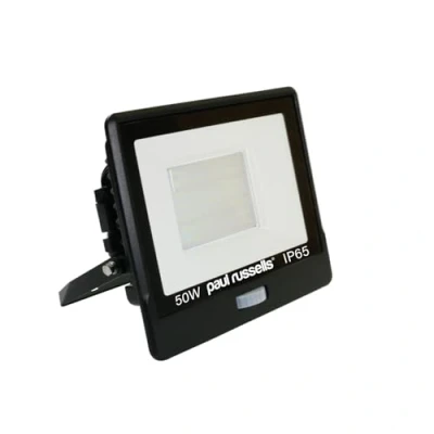Image of paul russells 50W Outdoor Motion Sensor Security Light 6500K Daylight White, 5000 Lumen PIR Floodlight, IP65 Waterproof, Ultra Thin Design, Ideal for Forecourt, Backyard, Garages, Garden and More