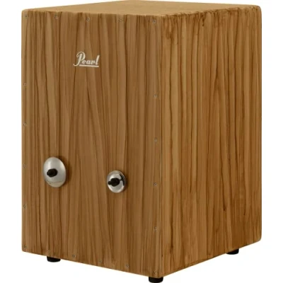 Image of Pearl PCJ 629/616 Jingle Cajon 12 x 19 Inch Fiberglass Shell with Wood Faceplate Two Sets of Jingles