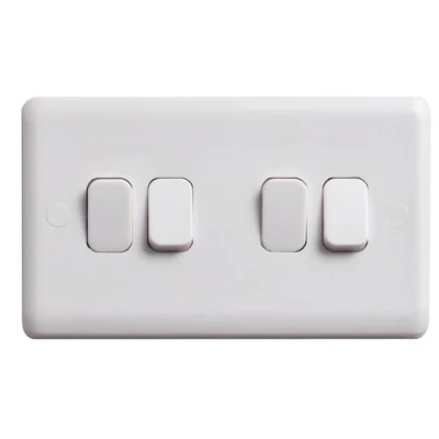 Image of Deta Vimark Curve 10 AX 4 Gang 2 Way Plate Switch White VC1244