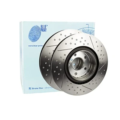 Image of 34206797600 Brake disc BLUE PRINT ADB114382 Rear Axle 345mm 24mm 5 Hole 120mm slotted/perforated, internally vented Coated High carbon BMW: 3 GT