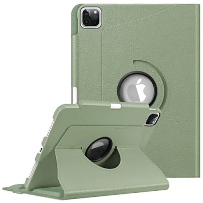 Image of FINTIE Rotating Case Compatible with iPad Pro 11 inch (2022/2021/2020/2018, 4th/3rd/2nd/1st Generation) 360 Degree Swiveling Stand Cover w/Pencil Holder, Auto Wake/Sleep, Sage Green