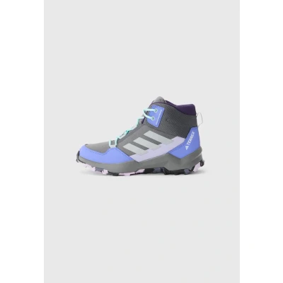 Image of adidas Terrex AX4R MID Hiking Shoes, Grey Four/Matte Silver/semi Flash Aqua, 2.5 UK Child