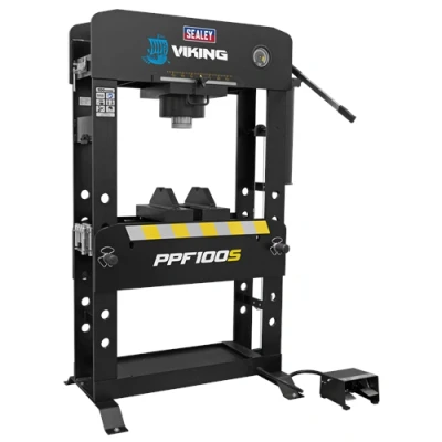 Image of Sealey Viking Air/Hydraulic Press 100 Tonne Floor Type with Sliding Ram and Foot Pedal