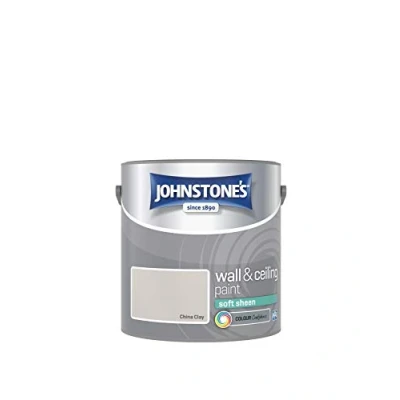 Image of Johnstone&#039;s Wall &amp; Ceiling Paint China Clay Soft Sheen Finish Emulsion Fantastic Coverage Easy to Apply Dry in 1 2 Hours 12m2 per Litre 2.5L