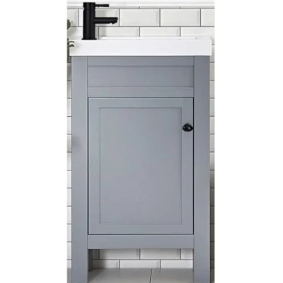 Image of Milano Aston Light Grey 400mm Traditional Bathroom Cloakroom Vanity Unit Basin Round Black Handle