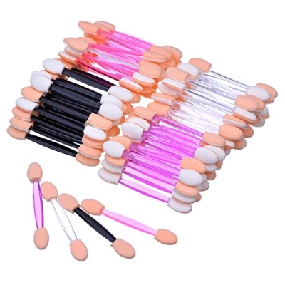 Image of Disposable Dual Sided Eyeshadow Brush Sponge Tipped Oval Makeup Applicator, 100 Pieces (Multicolor)