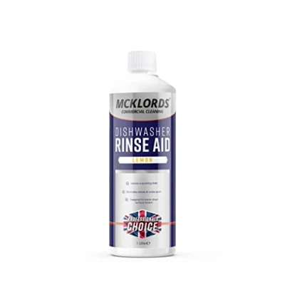 Image of McKLords Commercial Dishwasher Rinse Aid Lemon Fragrance, Yellow, 1 Litre