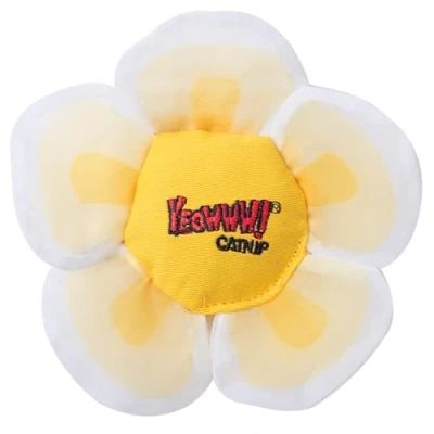 Image of YEOWWW Catnip Toy For Cats Organic Daisy Shaped, Crinkle Cat Toy, Durable And Safe, Indoor Outdoor Cats, White 12Cm