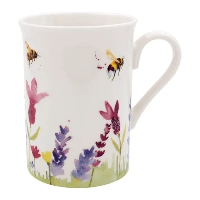 Image of Lesser &amp; Pavey British Designed Coffee Mug Ceramic Mugs for Home or Work Large Hot Drinks Lavender Bees Tea and Cups Jennifer Rose Gallery