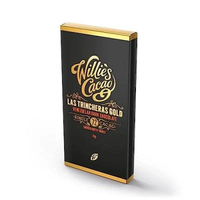 Image of Willie&#039;s Cacao Mini Chocolate Bar Las Trincheras 72% dark 26g x 30 Smooth nutty notes Artisan Vegan