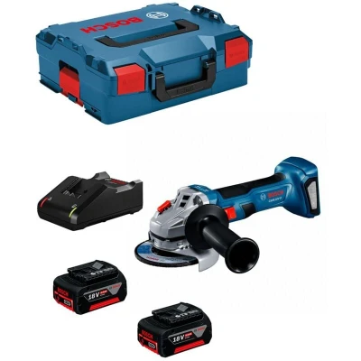 Image of Bosch Professional 18V System Angle Cordless Grinder GWS 8 (disc Diameter 125 mm, incl. 2 x GBA 5.0Ah Battery, Charger GAL 40, L BOXX)