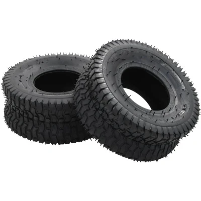 Image of vidaXL 4 Piece Wheelbarrow Tire and Inner Tube Set 15x6.00 6 4PR Rubber