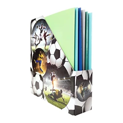 Image of HERMA 19716 Magazine File A4 with Football Motif, 7.5 cm Wide, Foldable, Sturdy Cardboard, Slim Holder for Girls and Boys, Standing Folder Storing Documents, Folders