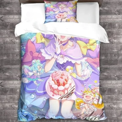 Image of YTPONBCSTUG Anime Girl 3D Manga Print Duvet Cover Set Bedding Sets with Hidden Zipper Closure,Microfiber Polyester Comforter Quilt For Teen Boys 3PCs