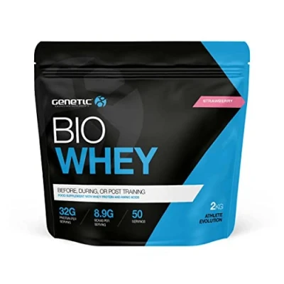 Image of Whey Protein Powder Genetic Supplements 2kg Strawberry Flavour 50 Servings