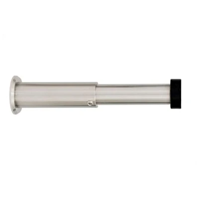 Image of EVI HERRAJES Adjustable Brass Wall Door Stopper, Installation with Screw on Threaded Base (Stainless Steel Black Silicone)