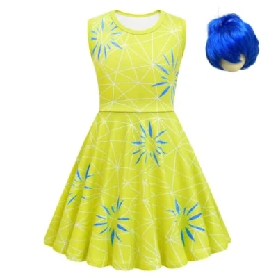 Image of Lito Angels Joy Fancy Dress Up Costume Clothes Summer Outfit with Hair Wig for Kids Girls Size 4 5 Years