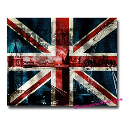 Image of 2 x Glossy Vinyl Stickers Union Jack Flag London Style England UK #0005 (As shown.)