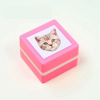 Image of Custom Pet Stamp Self Inking Gifts for Lover,Custom Stamp,Custom Portrait Stamp,Personalised Ink (Pink,Simple Model 1)
