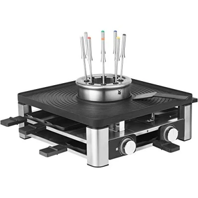 Image of WMF 415480011 Lumero Station Gourmet 3 en 1, Raclette, Appareil à Fondue, Grill électrique d&#039;intérieur in Machine, Indoor Electric, Cromargan, Stainless Steel