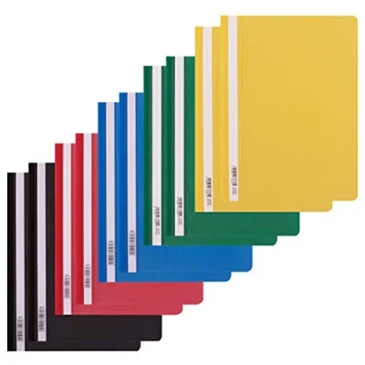 Image of D.RECT Pack of 10 File Folders Cardboard (2 per Colour 5 x 2) Folder A4 Made Plastic with Transparent Front Cover PP Film Ideal for Office and School