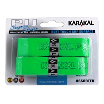 Image of Karakal Super PU Replacement Grips Green Tennis Squash Badminton Pack of 2