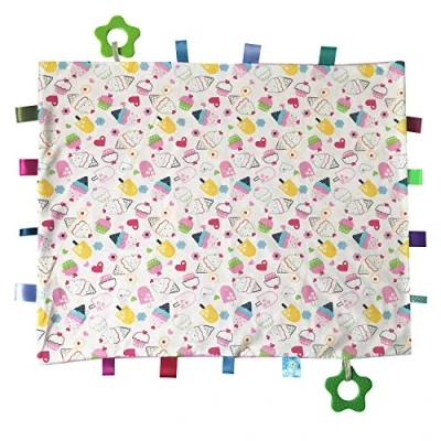 Image of G Tree Large Tag Security Blanket for Babies Toddlers Taggy Blanket, Lovely Comforter, Pink