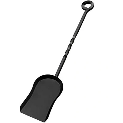 Image of Fireplace Tools Poker Shovel Brush Tongs Fork Chestnut Roaster Black Cast Iron Fireside Companion Set (Shovel)