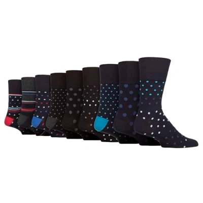 Image of Gentle Grip 9 Pair Multipack Mens Bamboo Socks Soft Loose Top Non Elastic for Swollen Legs (6 11, SOMRM101106)