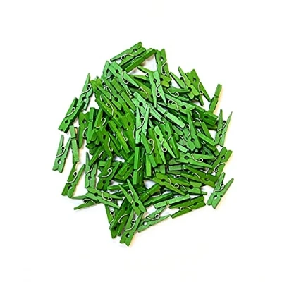 Image of 100 Mini Wooden pegs (Green)