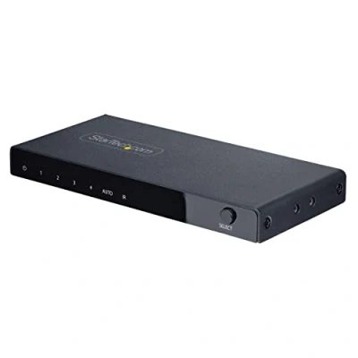 Image of StarTech.com 4 Port 8K HDMI Switch, 2.1 Switcher 4K 120Hz HDR10+, 60Hz UHD, Switch In 1 Out, Auto/Manual Source Switching, Power Adapter and Remote Included (4PORT SWITCH)