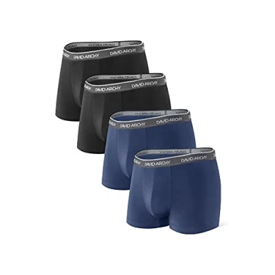 Image of DAVID ARCHY Men&#039;s Boxers Bamboo Trunks Underwear Ultra Soft and Breathable Boxer Shorts Multipack 4 Pack