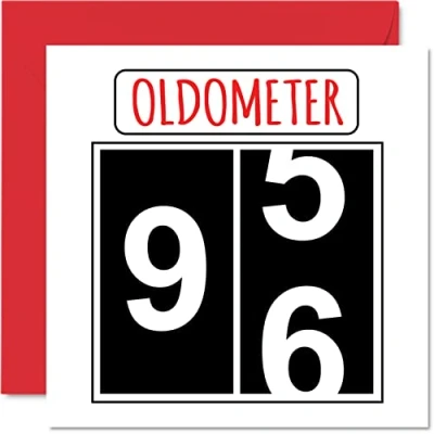 Image of Fun 96th Birthday Cards for Men Woman Oldometer Happy Card Great Grandad Grandpa Nanny Grandma Nan Gran Granny Dad Mum, 145mm x Greeting Cards,